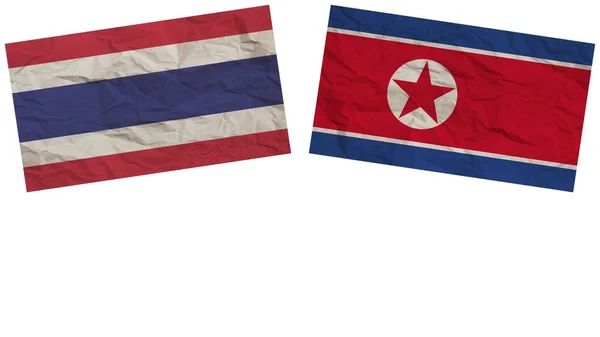 Korea Północna Tajlandia Flagi Razem Efekt Tekstury Papieru Ilustracja — Zdjęcie stockowe