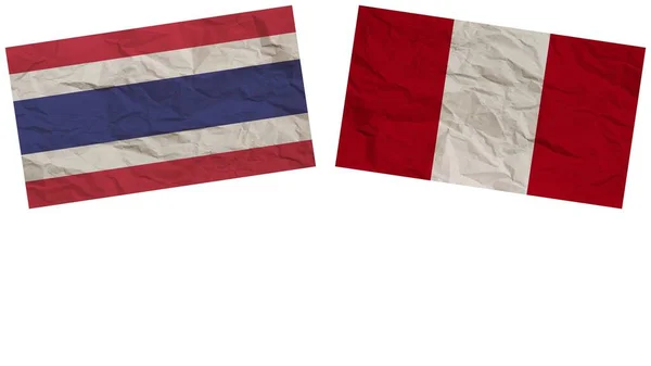 Bandeiras Peru Tailândia Juntas Ilustração Efeito Textura Papel — Fotografia de Stock