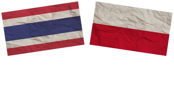 Lengyelország Thaiföld Zászlók Együtt Papír Textúra Hatása Illusztráció — Stock Fotó