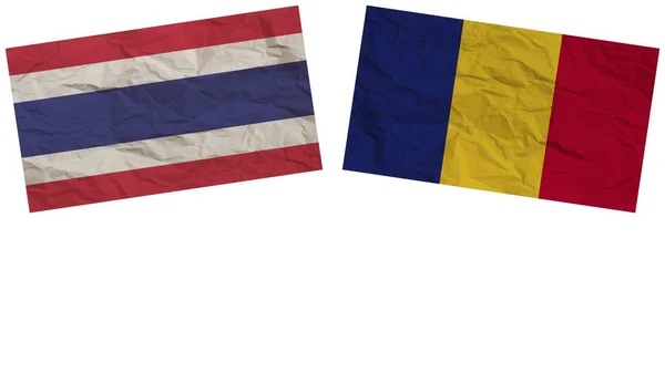 Румунія Таїланд Прапори Разом Паперу Ефект Текстури Ілюстрація — стокове фото
