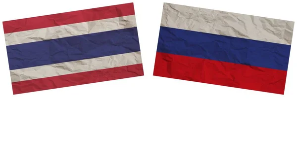 Oroszország Thaiföld Zászlók Együtt Papír Textúra Hatása Illusztráció — Stock Fotó