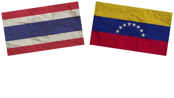 Venezuela Tailandia Banderas Juntas Textura Papel Efecto Ilustración — Foto de Stock
