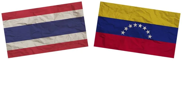 Drapeaux Venezuela Thaïlande Ensemble Illustration Effet Texture Papier — Photo