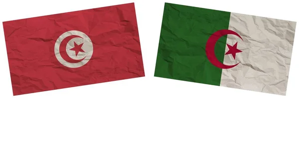 Algerien Und Tunesien Flaggen Zusammen Papier Textur Effekt Illustration — Stockfoto