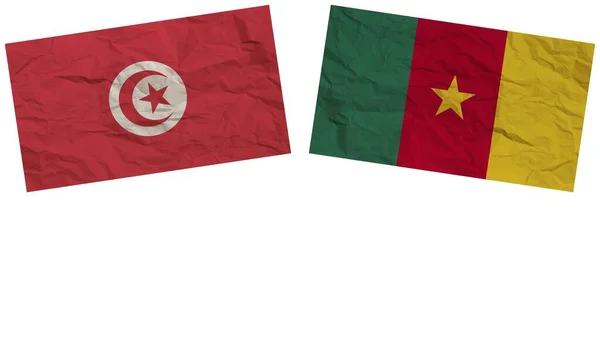 Cameroon Tunisia Прапори Разом Ілюстрації Ефекту Текстури Паперу — стокове фото