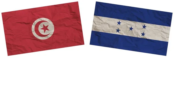 Honduras Tunézia Zászlók Együtt Papír Textúra Hatás Illusztráció — Stock Fotó