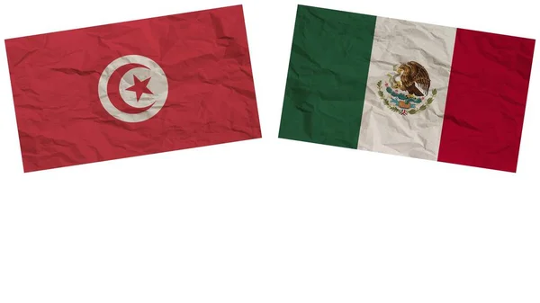 Meksika Tunus Bayrakları Kağıt Doku Etkisi Llüstrasyonu — Stok fotoğraf