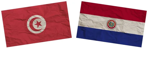 Paraguay Tunézia Zászlók Együtt Papír Textúra Hatás Illusztráció — Stock Fotó