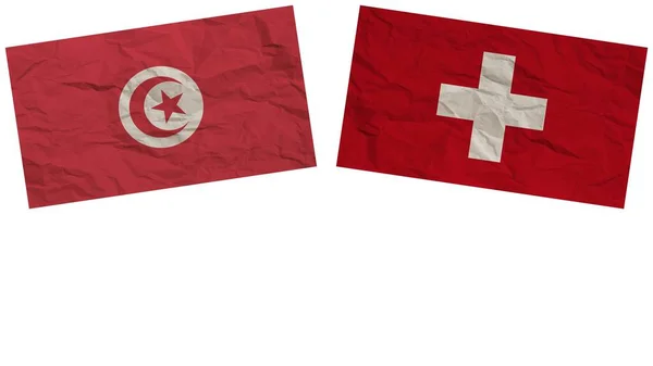 瑞士和突尼斯国旗共同纸张纹理效果说明 — 图库照片