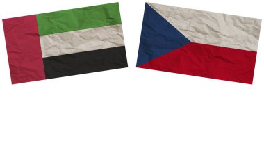 Çek Cumhuriyeti ve Birleşik Arap Emirlikleri Bayrakları Kağıt Döküm Efekti İllüstrasyonu