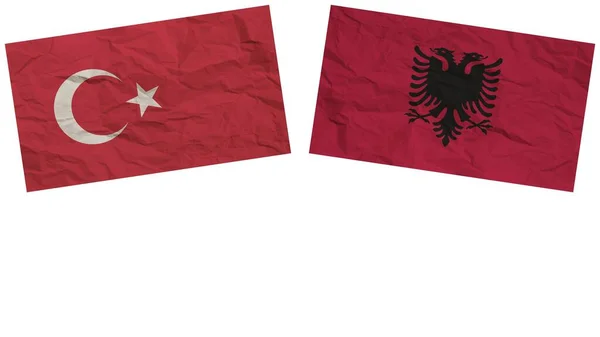 Albanien Und Die Türkei Flaggen Zusammen Papier Textur Effekt Illustration — Stockfoto