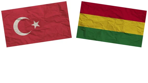 Bolívia Törökország Zászlók Együtt Papír Textúra Hatás Illusztráció — Stock Fotó