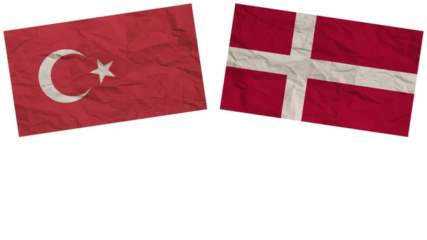 Drapeaux Danemark Turquie Ensemble Illustration Effet Texture Papier — Photo