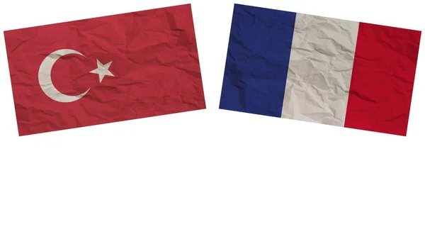 Franciaország Törökország Zászlók Együtt Papír Textúra Hatása Illusztráció — Stock Fotó
