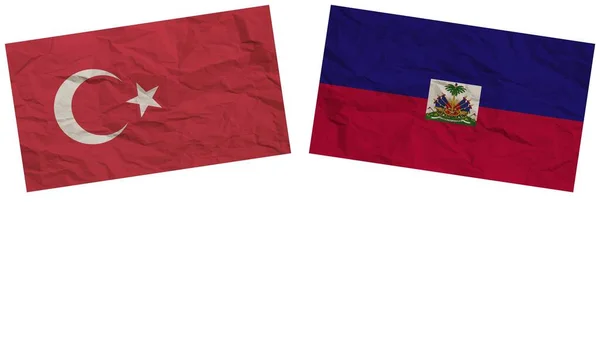 Haití Turquía Banderas Juntas Textura Papel Efecto Ilustración — Foto de Stock