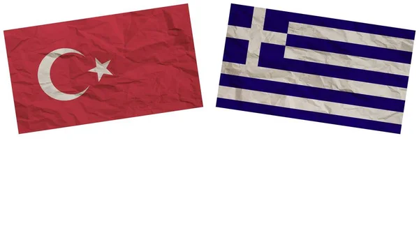 Griekenland Turkije Vlaggen Samen Papier Textuur Effect Illustratie — Stockfoto