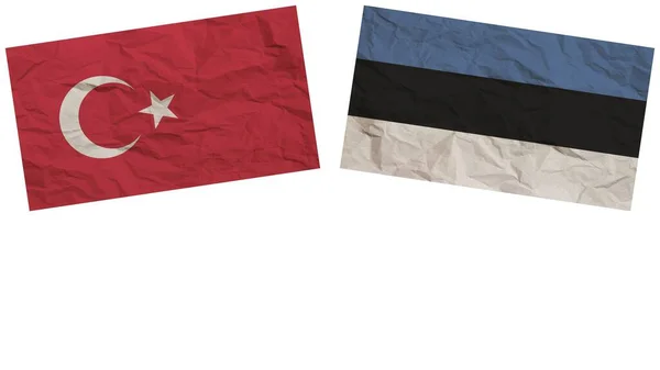 Estonie Turquie Drapeaux Ensemble Texture Papier Effet Illustration — Photo