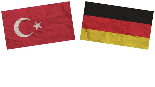 Alemania Turquía Banderas Juntas Papel Textura Efecto Ilustración — Foto de Stock