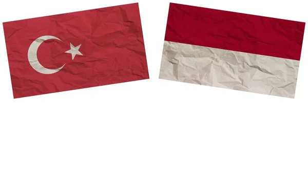Indonesia Turquía Banderas Juntas Papel Textura Efecto Ilustración — Foto de Stock