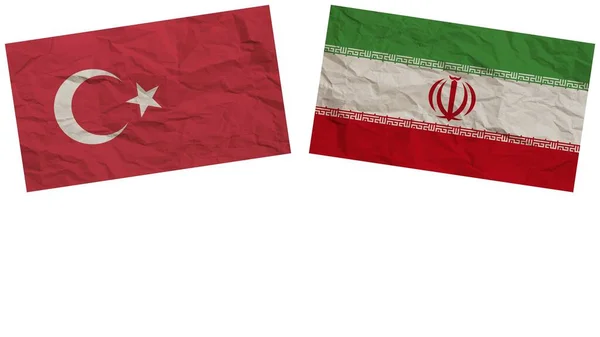 Iran Und Türkei Beflaggen Gemeinsam Papier Textur Effekt Illustration — Stockfoto