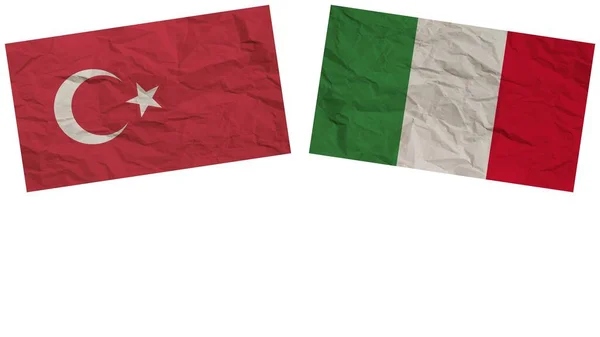 Italien Und Die Türkei Flaggen Zusammen Papier Textur Effekt Illustration — Stockfoto