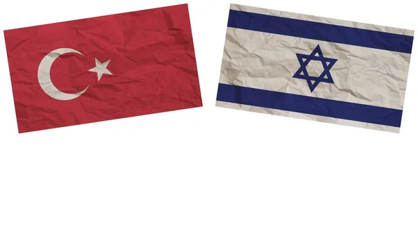 Israel Turquía Banderas Juntas Textura Papel Efecto Ilustración —  Fotos de Stock