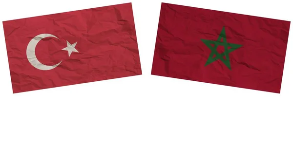 Marokko Und Die Türkei Flaggen Zusammen Papier Textur Effekt Illustration — Stockfoto