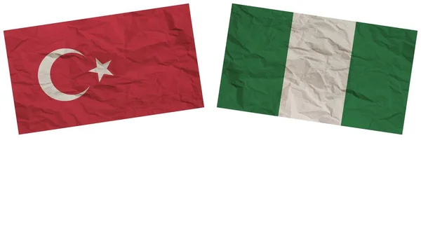 Nigeria Und Die Türkei Flaggen Zusammen Papier Textur Effekt Illustration — Stockfoto