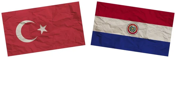 Paraguay Und Die Türkei Flaggen Zusammen Papier Textur Effekt Illustration — Stockfoto