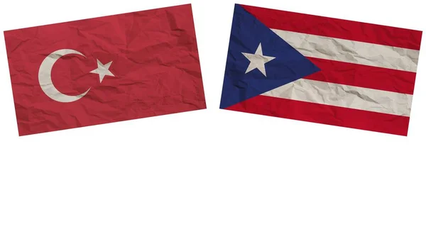 Пуэрто Рико Турция Объединяют Иллюстрации Эффекта Бумажной Текстуры — стоковое фото
