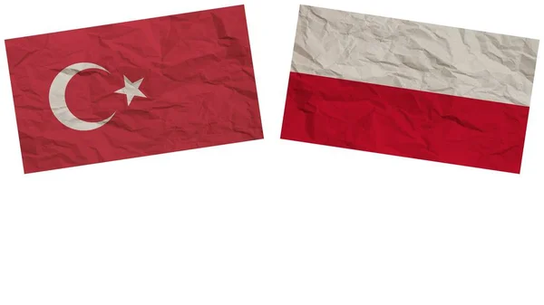 Poland Turkey Flags Together Paper Texture Effect Illustration — Stock Photo, Image