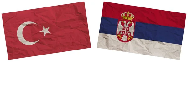 Serbia Turkey Flags Together Paper Texture Effect Illustration — Stock Photo, Image