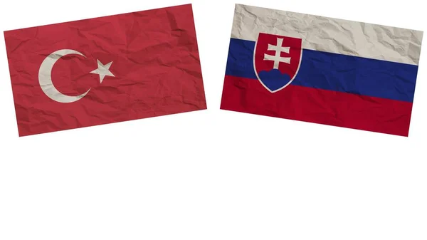 Словаччина Туреччина Разом Прапори Паперу Ефект Текстури Ілюстрація — стокове фото