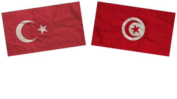 Tunesien Und Türkei Flaggen Zusammen Papier Textur Effekt Illustration — Stockfoto