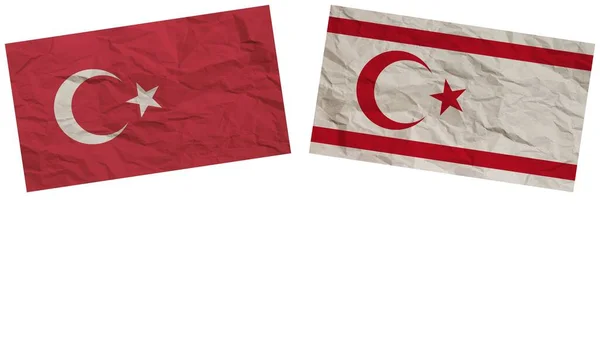 Kuzey Kıbrıs Türkiye Kağıt Doku Llüstrasyonunda Birlikte Bayraklar Etti — Stok fotoğraf