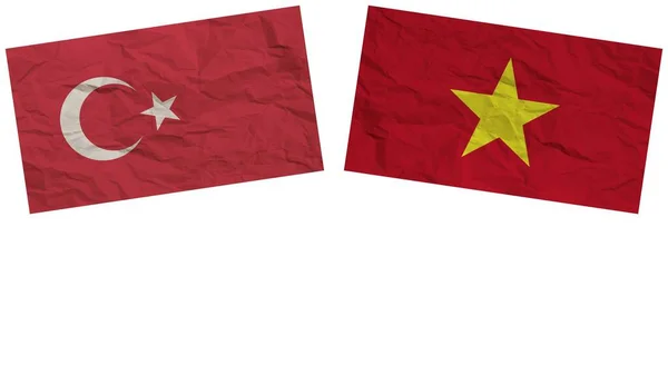 Drapeaux Vietnam Turquie Ensemble Illustration Effet Texture Papier — Photo