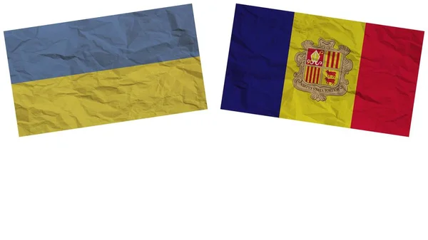Andorra Ukrayna Bayrakları Kağıt Doku Etkisi Llüstrasyonu — Stok fotoğraf