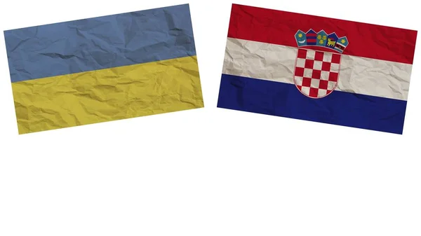 Kroatien Und Die Ukraine Flaggen Zusammen Papier Textur Effekt Illustration — Stockfoto