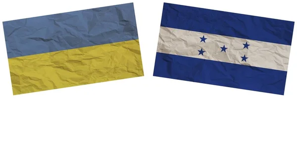 Honduras Ucrania Banderas Juntas Textura Papel Efecto Ilustración — Foto de Stock