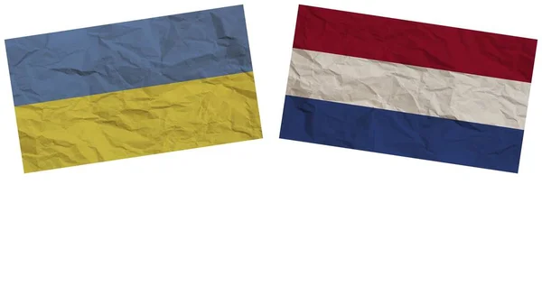 Steaguri Olanda Ucraina Împreună Efectul Texturii Hârtiei Ilustrație — Fotografie, imagine de stoc