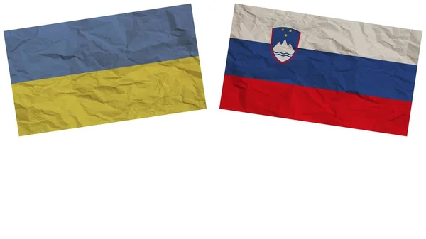 Eslovenia Ucrania Banderas Juntas Textura Papel Efecto Ilustración — Foto de Stock