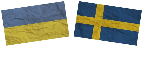 Sverige Och Ukraina Flaggar Tillsammans Paper Texture Effect Illustration — Stockfoto