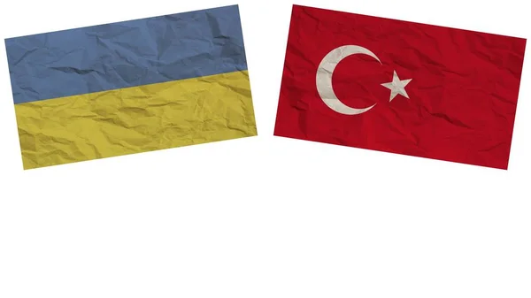 Turkey Ukraine Flags Together Paper Texture Effect Illustration — Stock Photo, Image