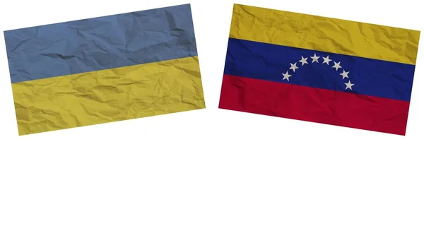 Venezuela Oekraïne Vlaggen Samen Paper Texture Effect Illustration — Stockfoto