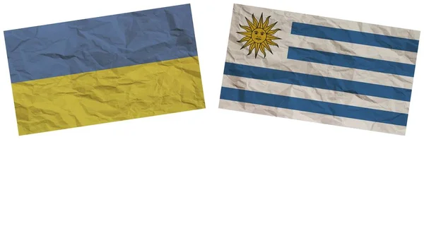 乌拉圭和乌克兰国旗共同纸张纹理效果说明 — 图库照片