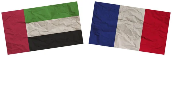 Fransa ve Birleşik Arap Emirlikleri Bayrakları Kağıt Döküm Efekti İllüstrasyonu — Stok fotoğraf