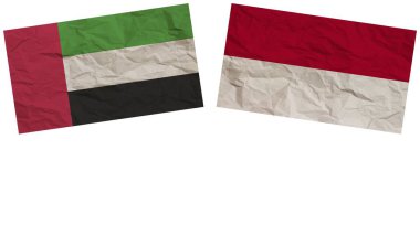 Endonezya ve Birleşik Arap Emirlikleri Bayrakları Kağıt Dokusu İllüstrasyon Etkisi