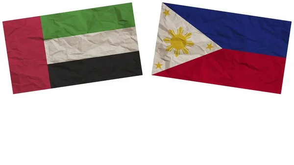 Fülöp-szigetek és az Egyesült Arab Emírségek zászlók együtt papír textúra hatás illusztráció — Stock Fotó
