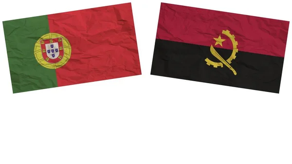 Angola Portugal Banderas Juntas Textura Papel Efecto Ilustración — Foto de Stock