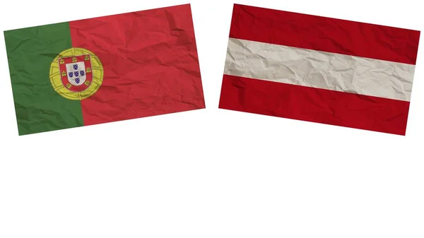 Bandeiras Áustria Portugal Juntas Ilustração Efeito Textura Papel — Fotografia de Stock
